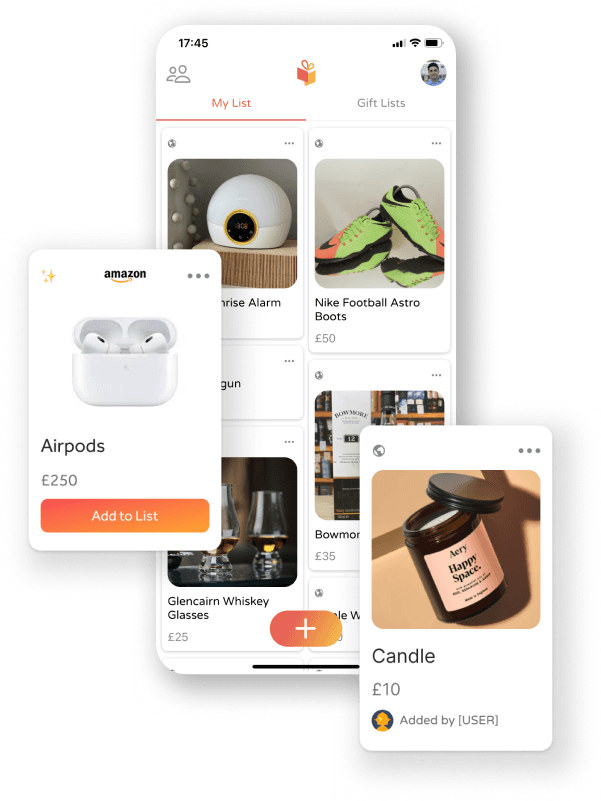 Gifty showing collaborative gift lists